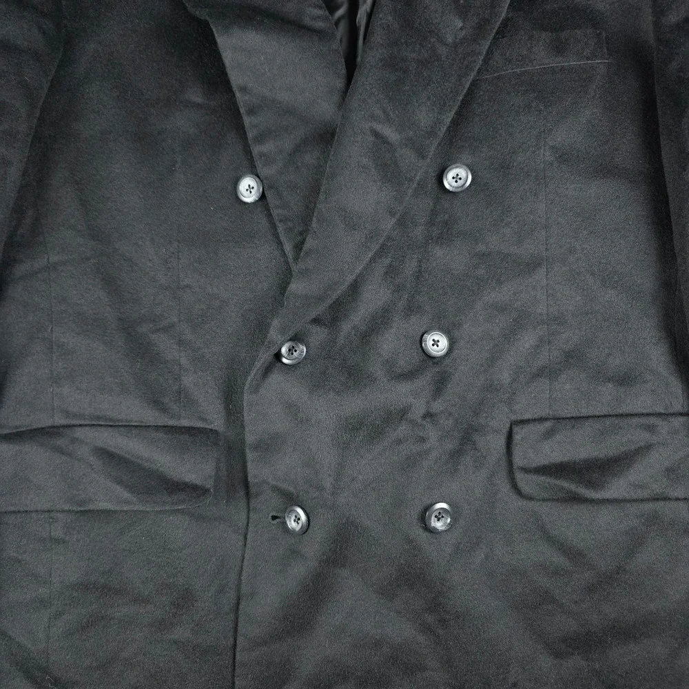 Nordstrom Loro Piana Men's Black Cashmere Double Breasted Blazer Coat Size 43R